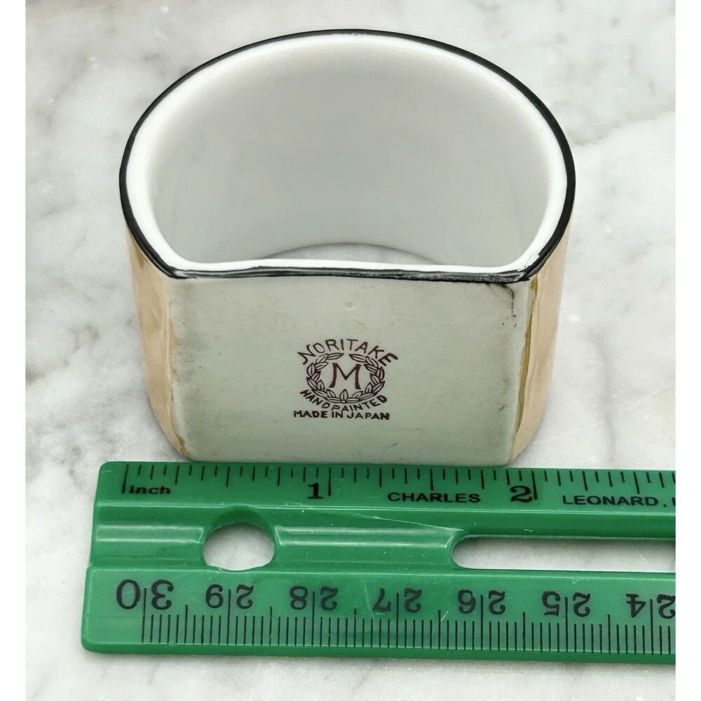 Set Of 2 Antique 1920's Noritake Napkin Rings In Box Luster Flapper Art Deco